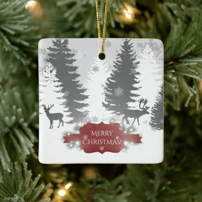 Winter Wonderland Ceramic Ornament - Red (Tree)