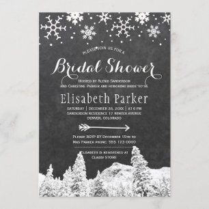 Winter wonderland chalkboard bridal shower invitation
