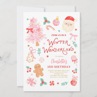 Winter Wonderland Christmas Birthday Party Invitation