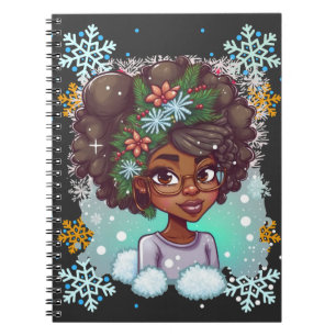 Winter Wonderland Christmas Black Girl Magic Women Notebook