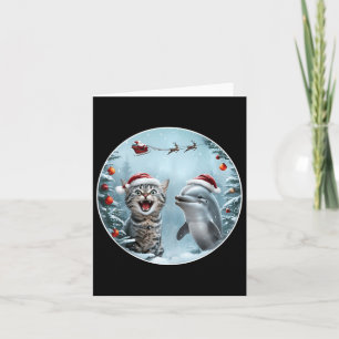 Winter Wonderland Christmas Cat Dolphin Selfie San Card