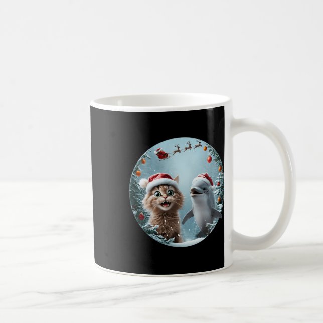 Winter Wonderland Christmas Cat Dolphin Selfie San Coffee Mug (Right)