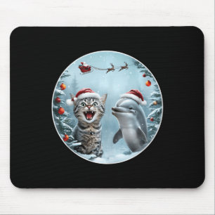 Winter Wonderland Christmas Cat Dolphin Selfie San Mouse Pad