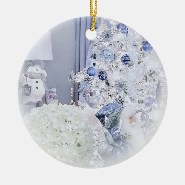 Winter Wonderland Christmas Ceramic Ornament (Front)
