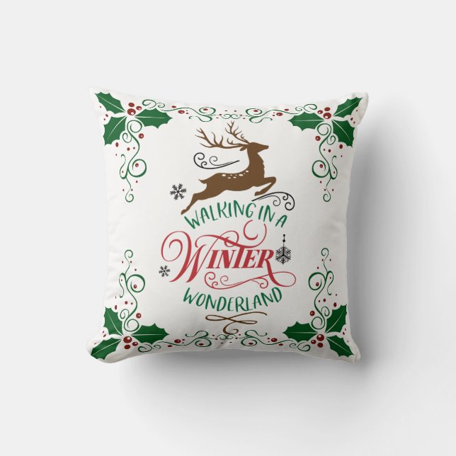 Winter Wonderland Christmas Holiday Throw Pillow (Front)