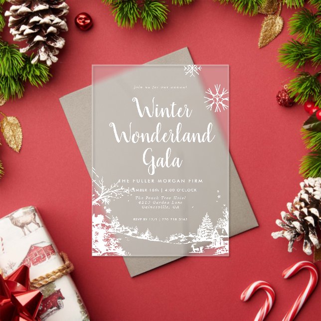 Winter Wonderland Christmas Party Acrylic Invitations (Insitu (Holiday))