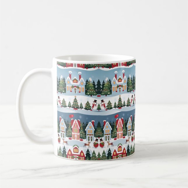 Winter Wonderland Christmas Pattern Coffee Mug (Left)