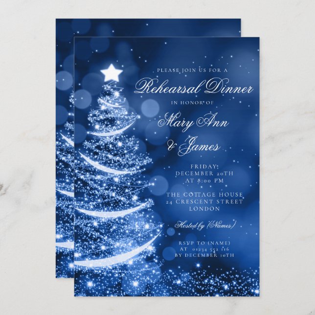 Winter Wonderland Christmas Rehearsal Dinner Invitation (Front/Back)