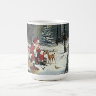 Winter Wonderland Christmas Santa And Deer Coffee Mug