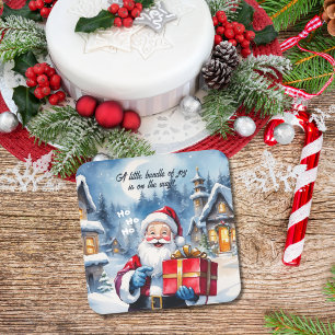 Winter Wonderland Christmas Santa Baby Shower Square Paper Coaster