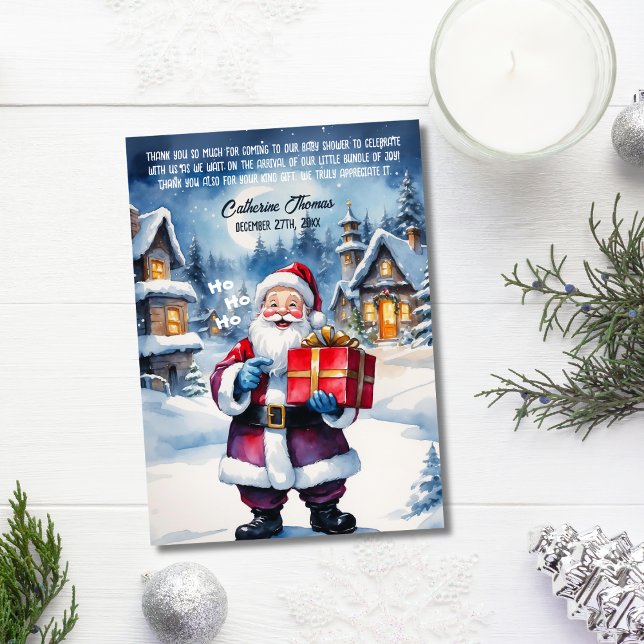 Winter Wonderland Christmas Santa Baby Shower  Thank You Card (Creator Uploaded)