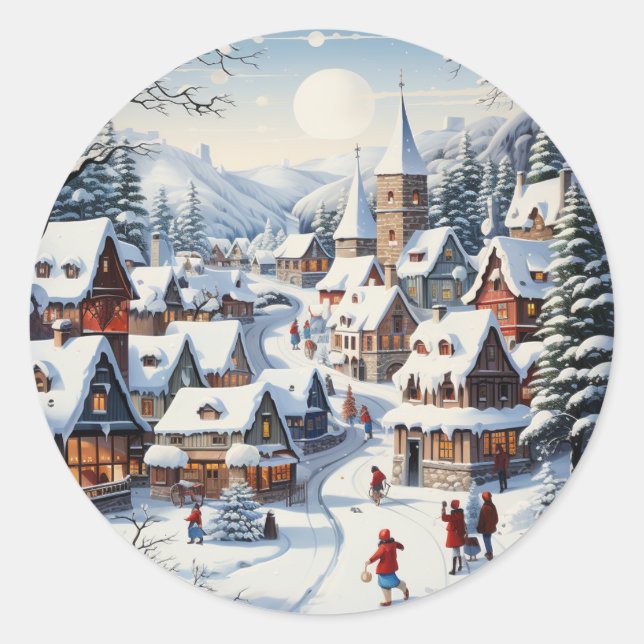 Winter Wonderland Christmas Scene Sticker (Front)