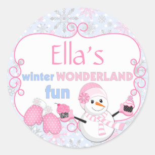 Winter Wonderland Christmas Snowman Mittens Classic Round Sticker