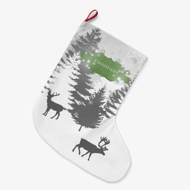 Winter Wonderland Christmas Stocking - Green (Front (Hanging))