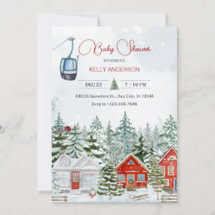 Winter wonderland christmas story baby shower invitation