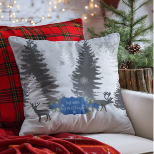 Winter Wonderland Christmas Throw Pillow - Blue