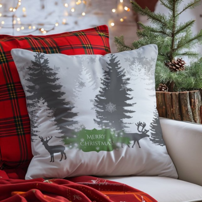 Winter Wonderland Christmas Throw Pillow - Green (Green Winter Wonderland Christmas Throw Pillow)