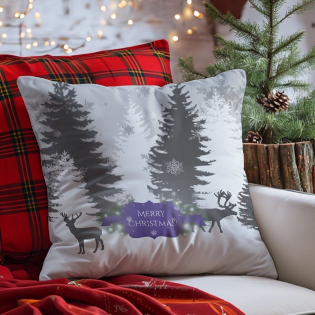 Winter Wonderland Christmas Throw Pillow - Purple (Purple Winter Wonderland Christmas Throw Pillow)