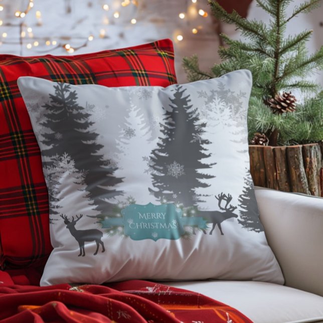 Winter Wonderland Christmas Throw Pillow - Teal (Teal Winter Wonderland Christmas Throw Pillow)
