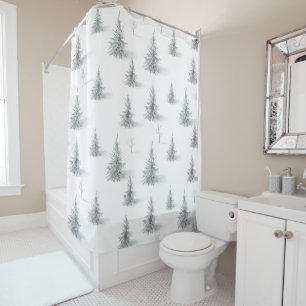 Winter Wonderland Christmas Tree Pattern Shower Curtain