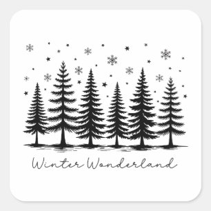 Winter Wonderland Christmas Trees Winter Holiday Square Sticker