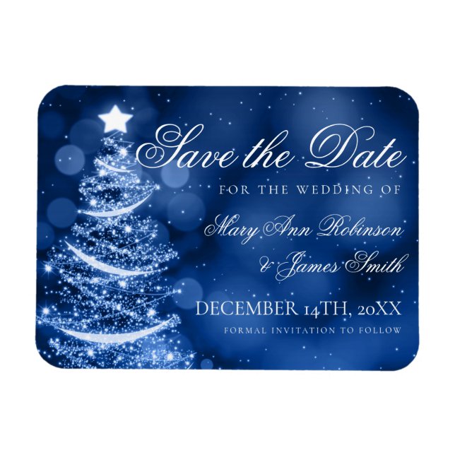 Winter Wonderland Christmas Wedding Save The Date Magnet (Horizontal)