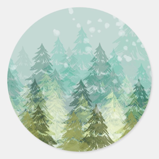 Winter Wonderland Classic Round Sticker (Front)