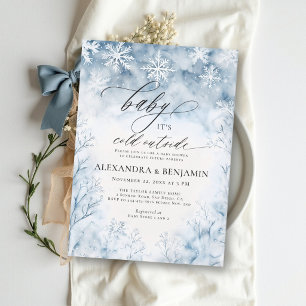 Winter Wonderland Cold Outside Snowy Baby Shower Invitation