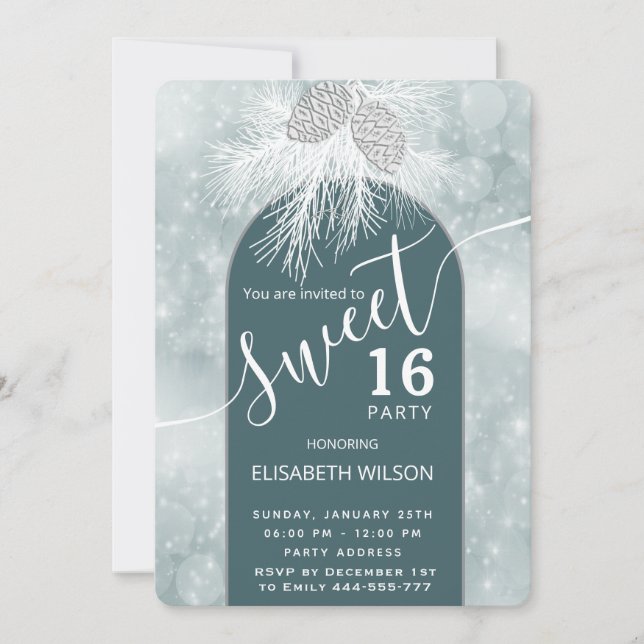 Winter wonderland  cool sweet 16party   invitation (Front)