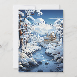 Winter Wonderland Country Snow Trees Family Photo Holiday Card