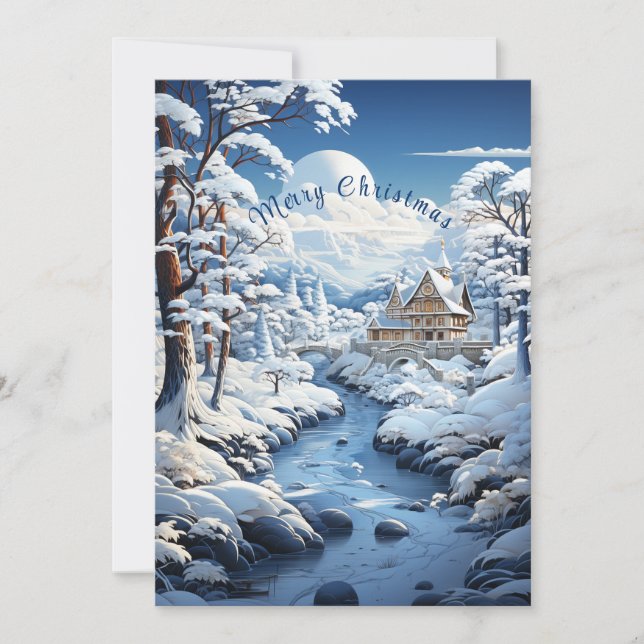  Winter Wonderland Country Snow Trees Family Photo Holiday Card (Front)