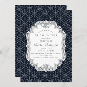 Winter Wonderland Crystal Snowflakes Bling Elegant Invitation