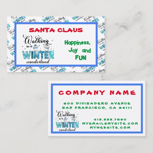 Winter Wonderland Customise Business Card (Front/Back)