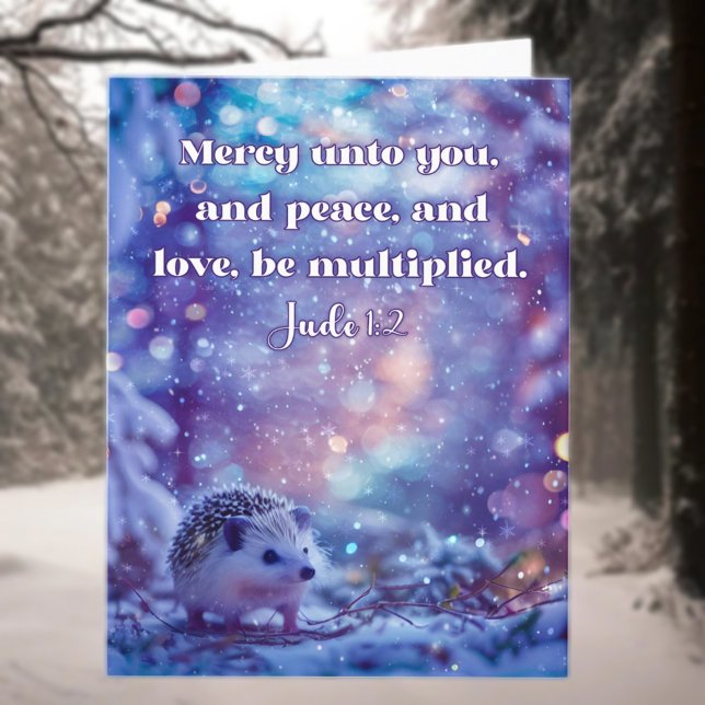 Winter Wonderland Cute Hedgehog Bible Christmas Holiday Card (Creator Uploaded)