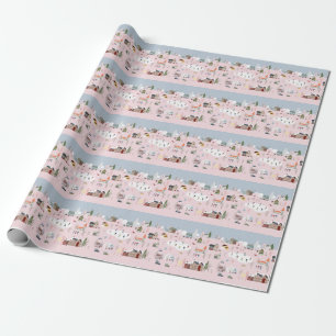 Winter wonderland: cute village pattern wrapping paper