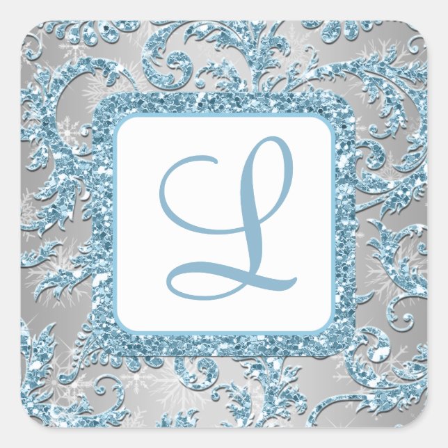 Winter Wonderland Damask Bat Mitzvah Sticker 5 (Front)