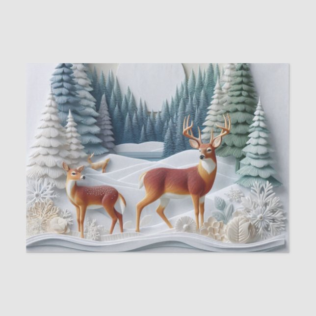 Winter Wonderland Deer Dimensional Tissue Paper (Front)