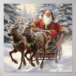 Winter Wonderland Delight: African American Santa  Poster