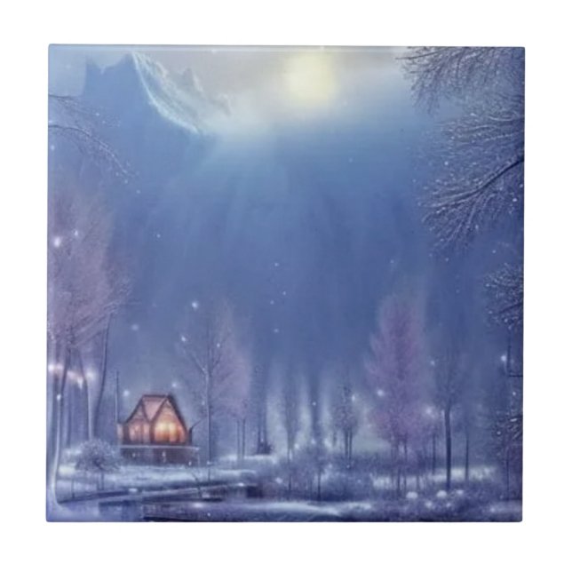 Winter Wonderland Design Ceramic Tile (Front)