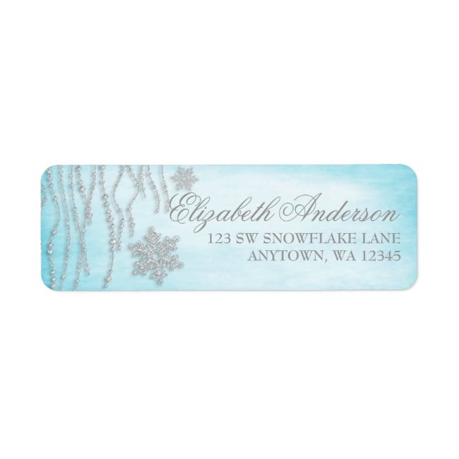 Winter Wonderland Diamond Snowflake Address Labels (Front)