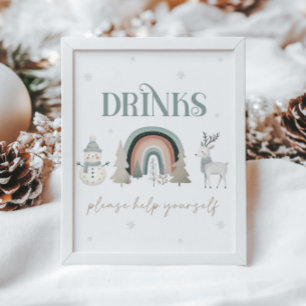Winter Wonderland Drinks Table Sign