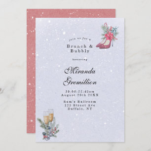 Winter Wonderland Dusty Blue Brunch and Bubbly Invitation
