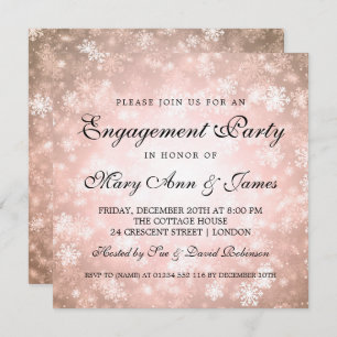 Winter Wonderland Elegant Engagement Party Copper Invitation