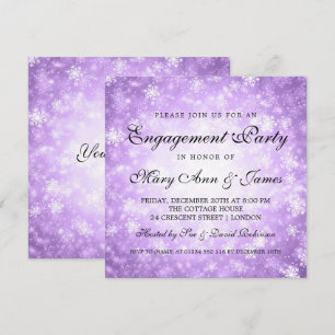 Winter Wonderland Elegant Engagement Party Purple Invitation