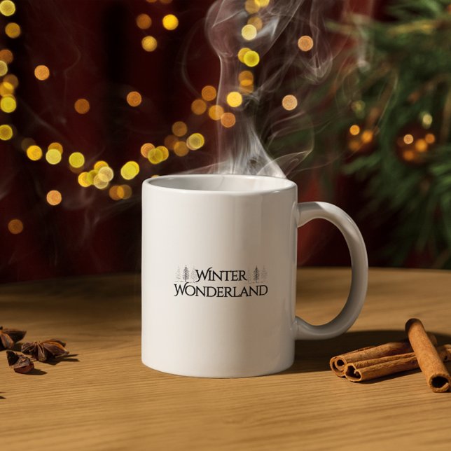 Winter Wonderland – Elegant Text and Pine Trees Coffee Mug (Creator Uploaded)