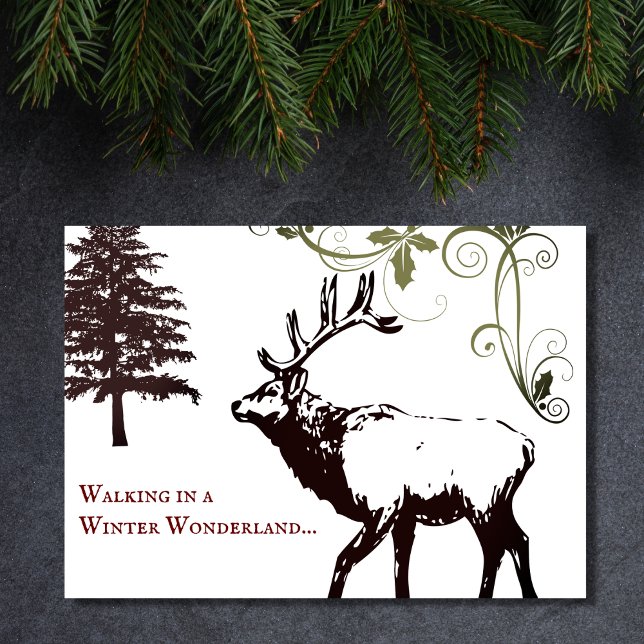 Winter Wonderland Elk Happy Holidays Christmas Card (Creator Uploaded)