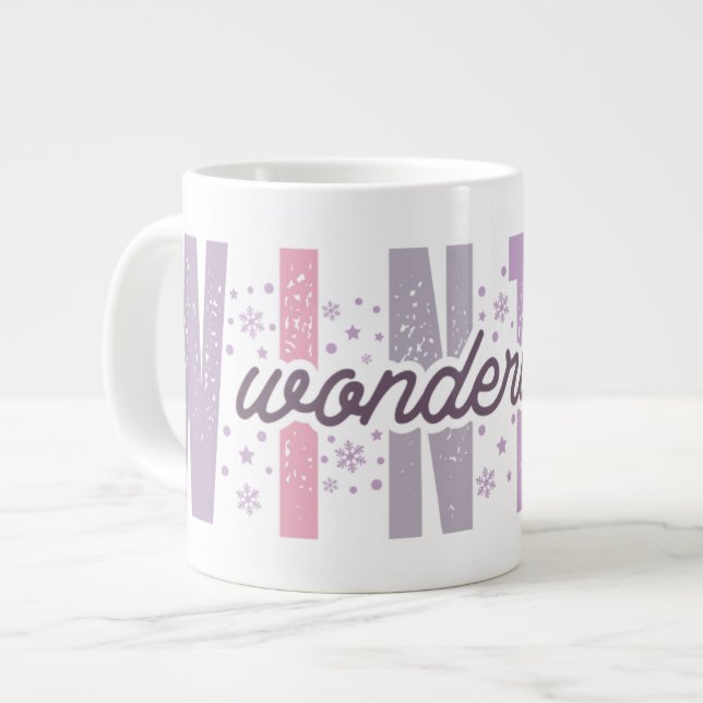 Winter Wonderland - Festive Typography Art Large Coffee Mug (Front Left)
