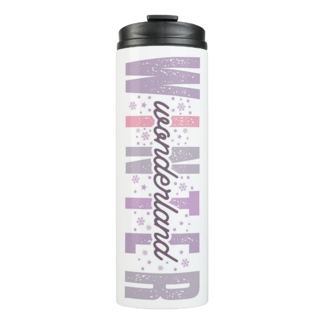Winter Wonderland - Festive Typography Art Thermal Tumbler (Front)