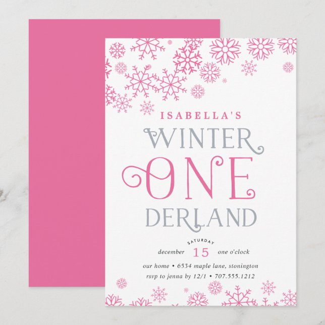 Winter Wonderland First Birthday Party Invitation (Front/Back)