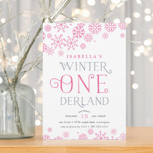 Winter Wonderland First Birthday Party Invitation